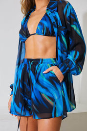 Abstract Print Chiffon Co-Ord Beach Short - InTheStyle