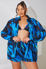 Abstract Print Chiffon Co-Ord Beach Short - InTheStyle