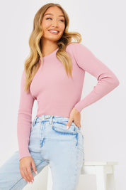 Long Sleeve Lace Back Crop Top