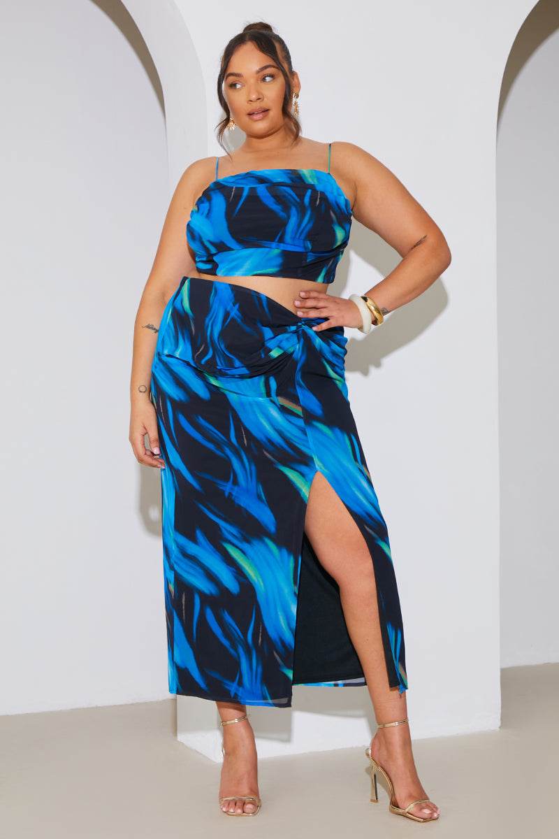 Abstract Print Draped Cami Co-Ord Top - InTheStyle