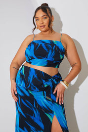 Abstract Print Draped Cami Co-Ord Top - InTheStyle