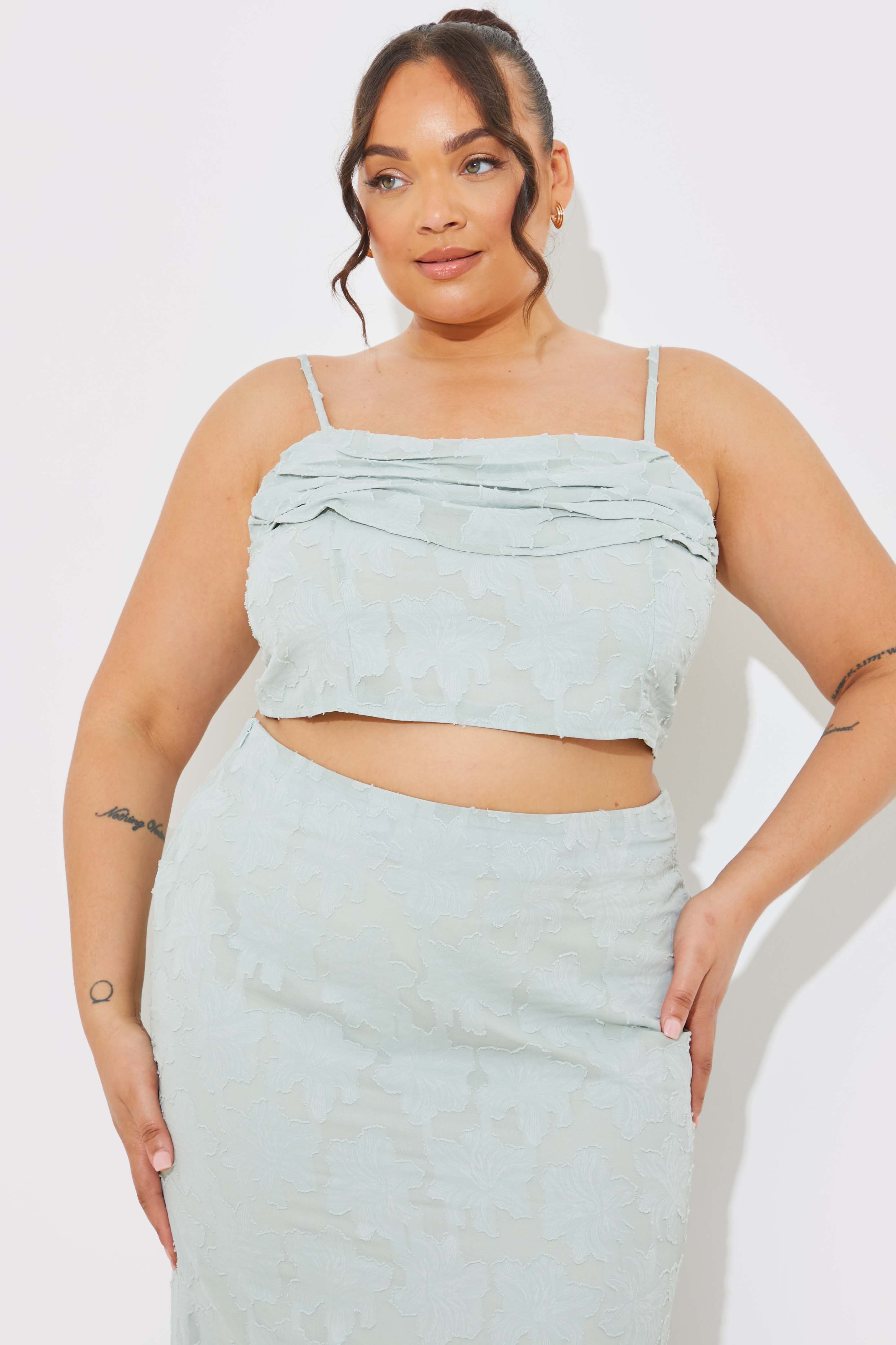 Jacquard Draped Cami Crop Top