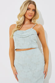 Jacquard Draped Cami Crop Top