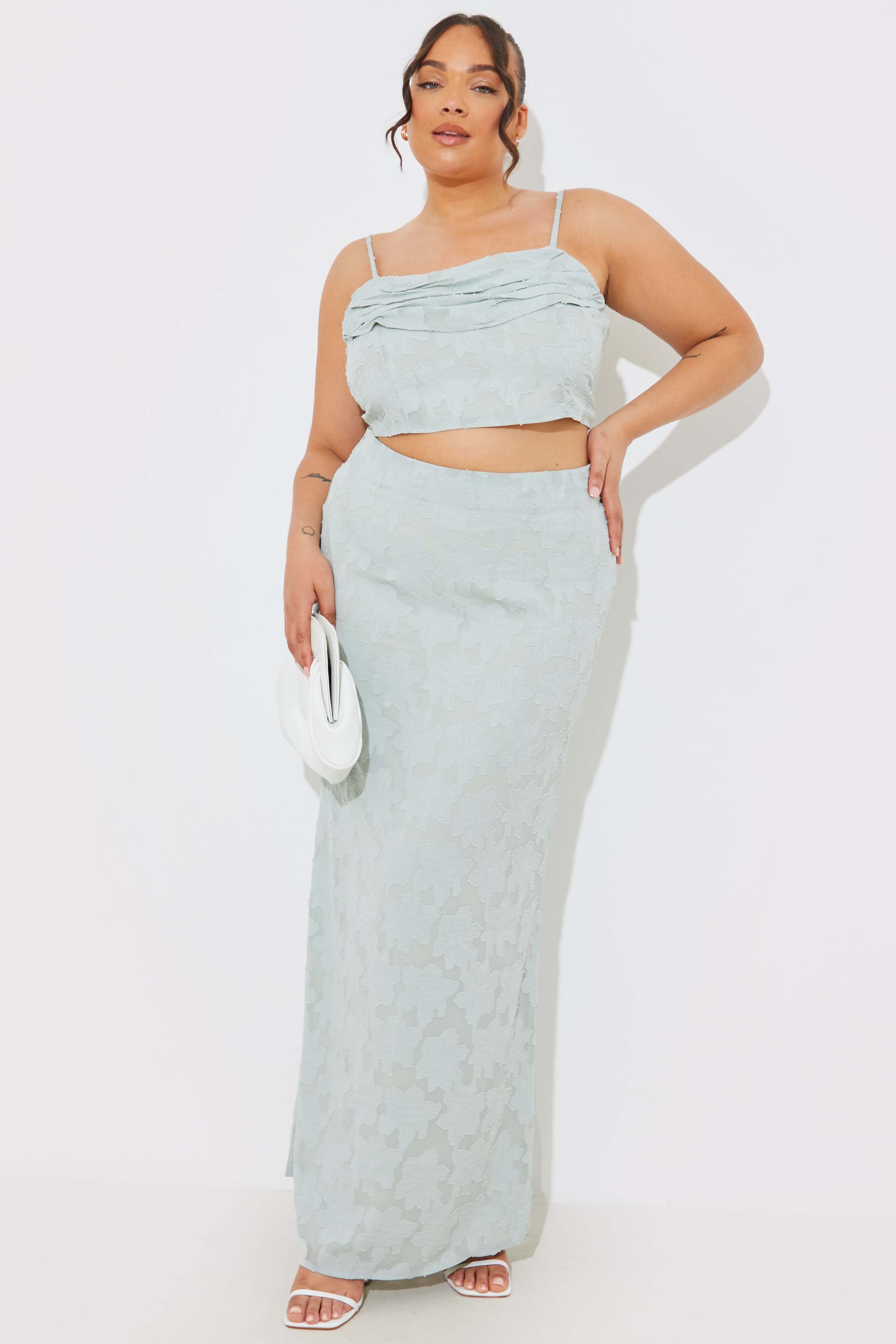 Jacquard Draped Cami Crop Top