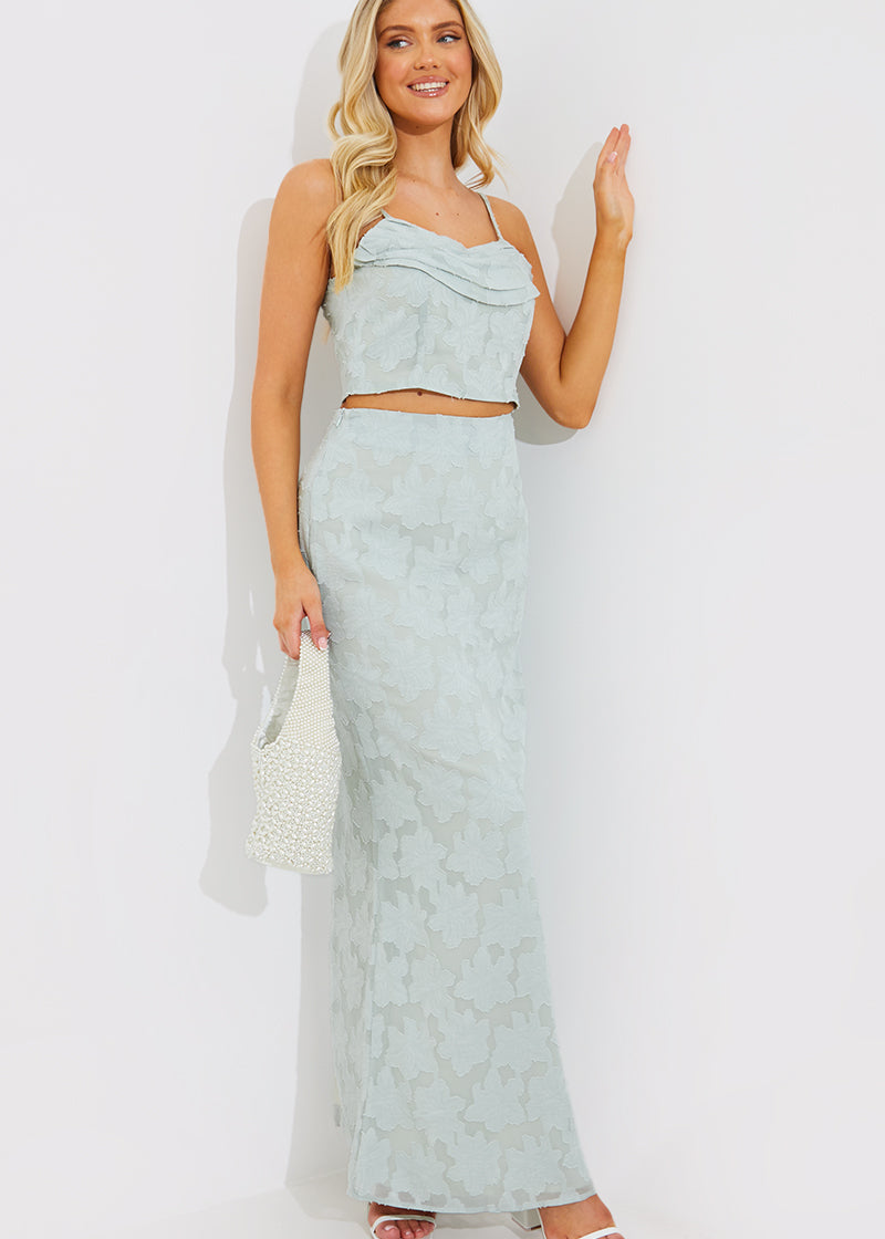 Jacquard Draped Cami Crop Top