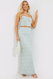 Jacquard Draped Cami Crop Top
