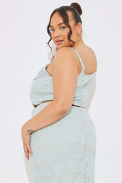 Jacquard Draped Cami Crop Top