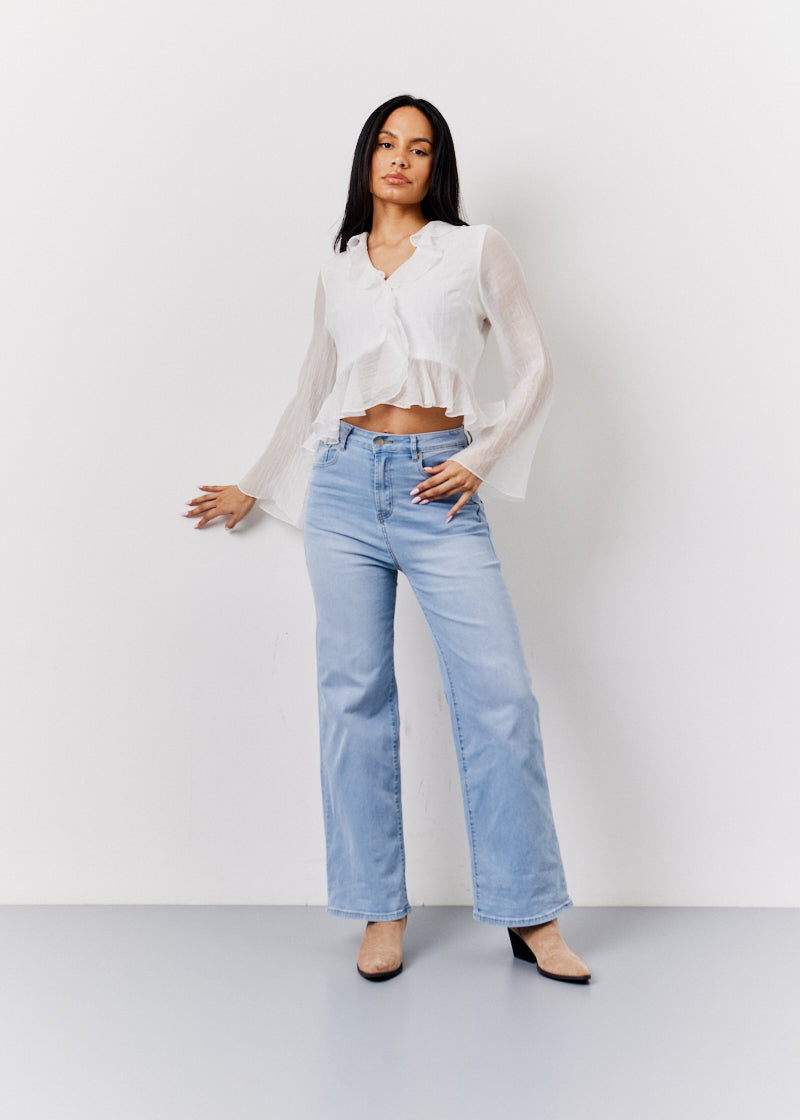 White Chiffon Frill Blouse	
