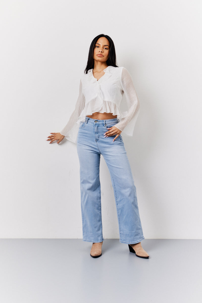 White Chiffon Frill Blouse	