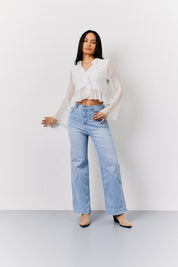 White Chiffon Frill Blouse	