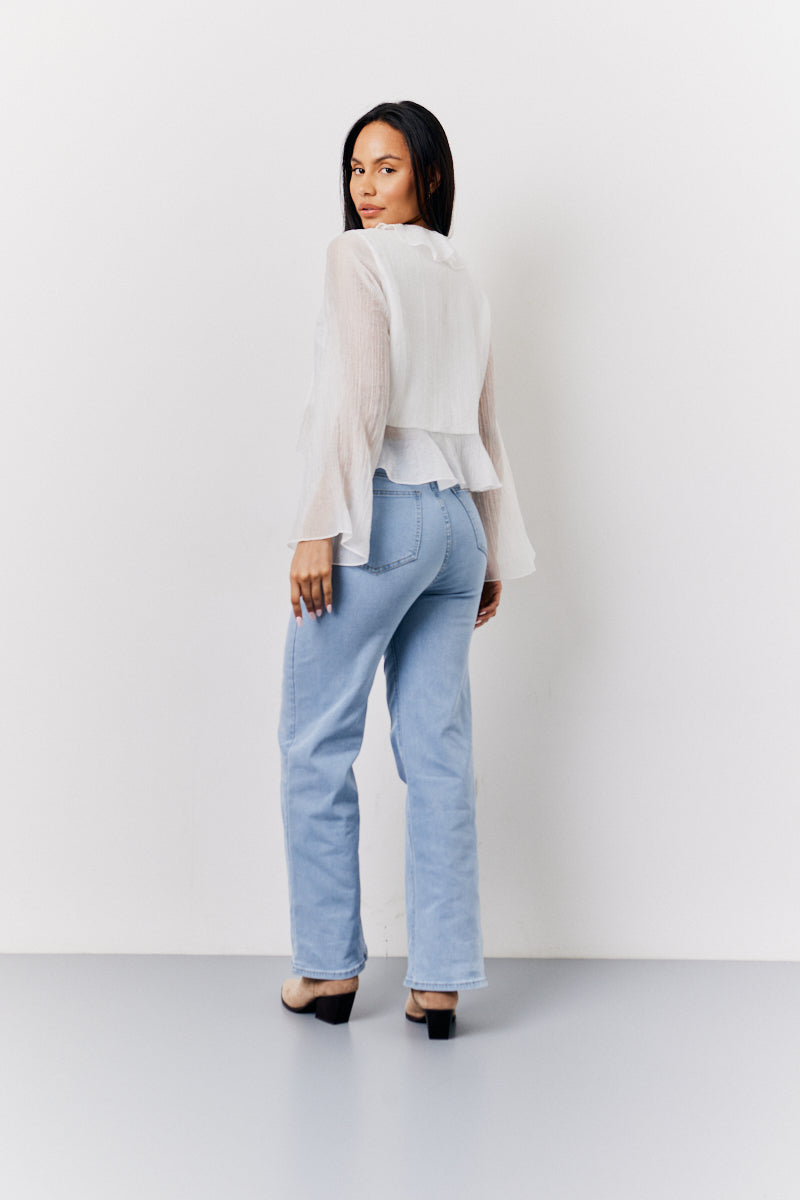 White Chiffon Frill Blouse	