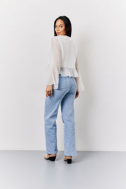 White Chiffon Frill Blouse	