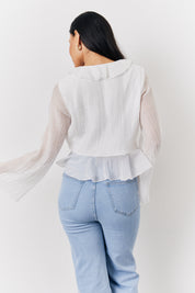 White Chiffon Frill Blouse	