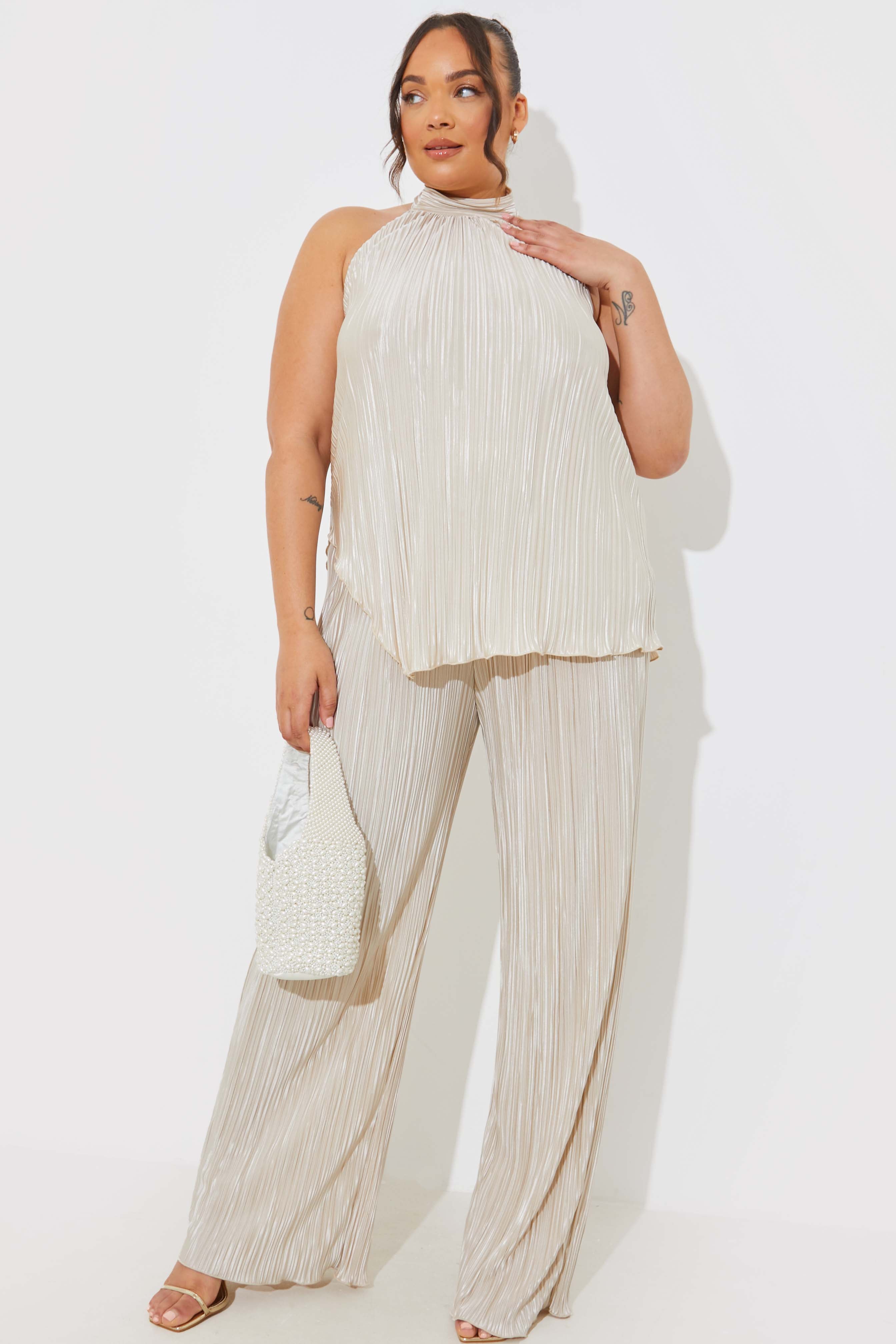 Plisse Halterneck Top