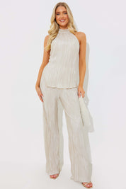 Plisse Halterneck Top