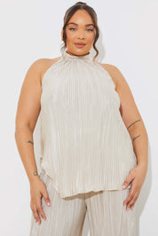 Plisse Halterneck Top