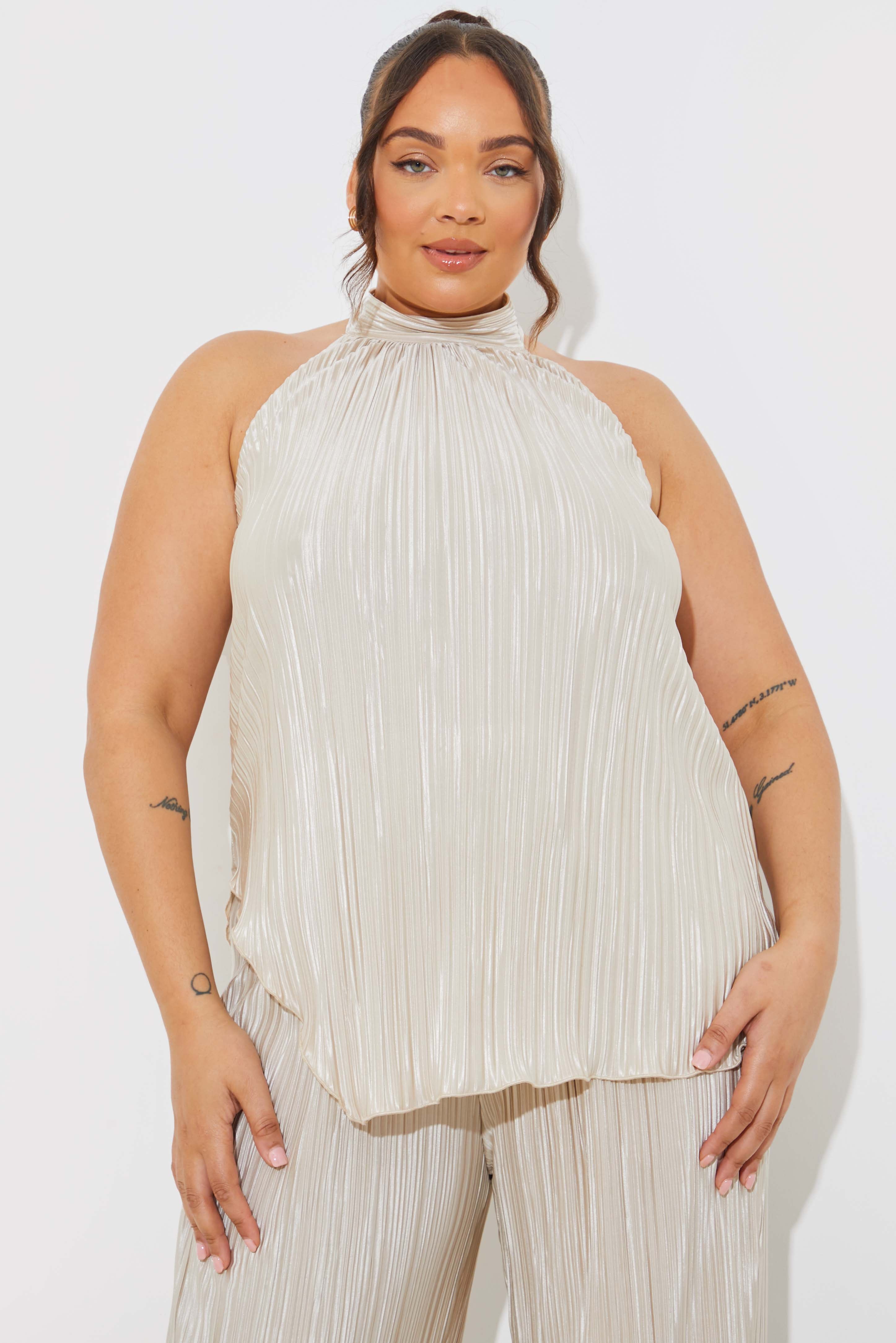 Plisse Halterneck Top