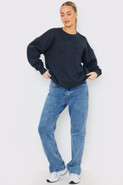 Embroidered Distressed Oversized Sweatshirt