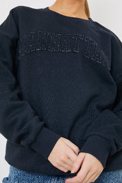 Embroidered Distressed Oversized Sweatshirt
