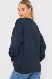 Embroidered Distressed Oversized Sweatshirt