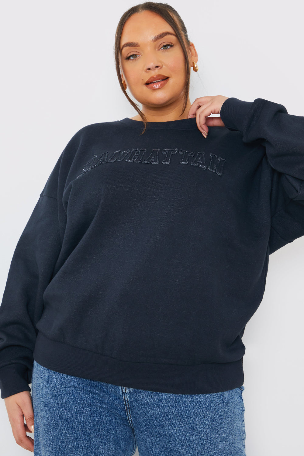 Embroidered Distressed Oversized Sweatshirt