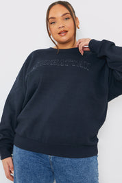 Embroidered Distressed Oversized Sweatshirt