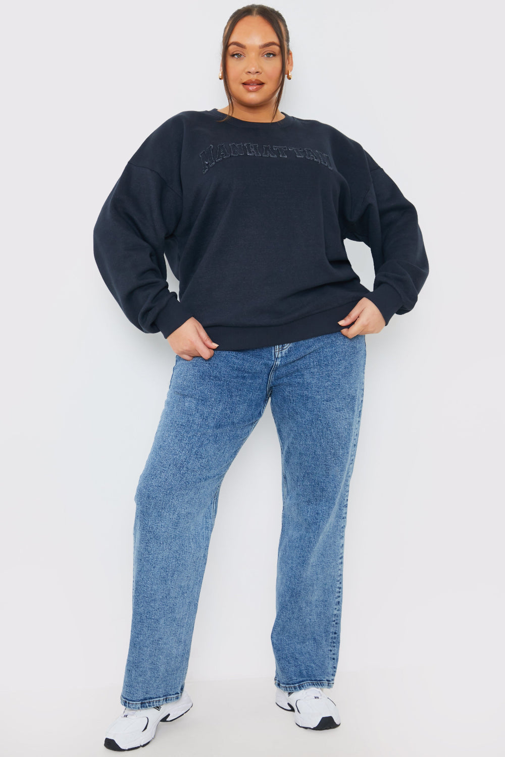Embroidered Distressed Oversized Sweatshirt