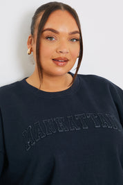 Embroidered Distressed Oversized Sweatshirt