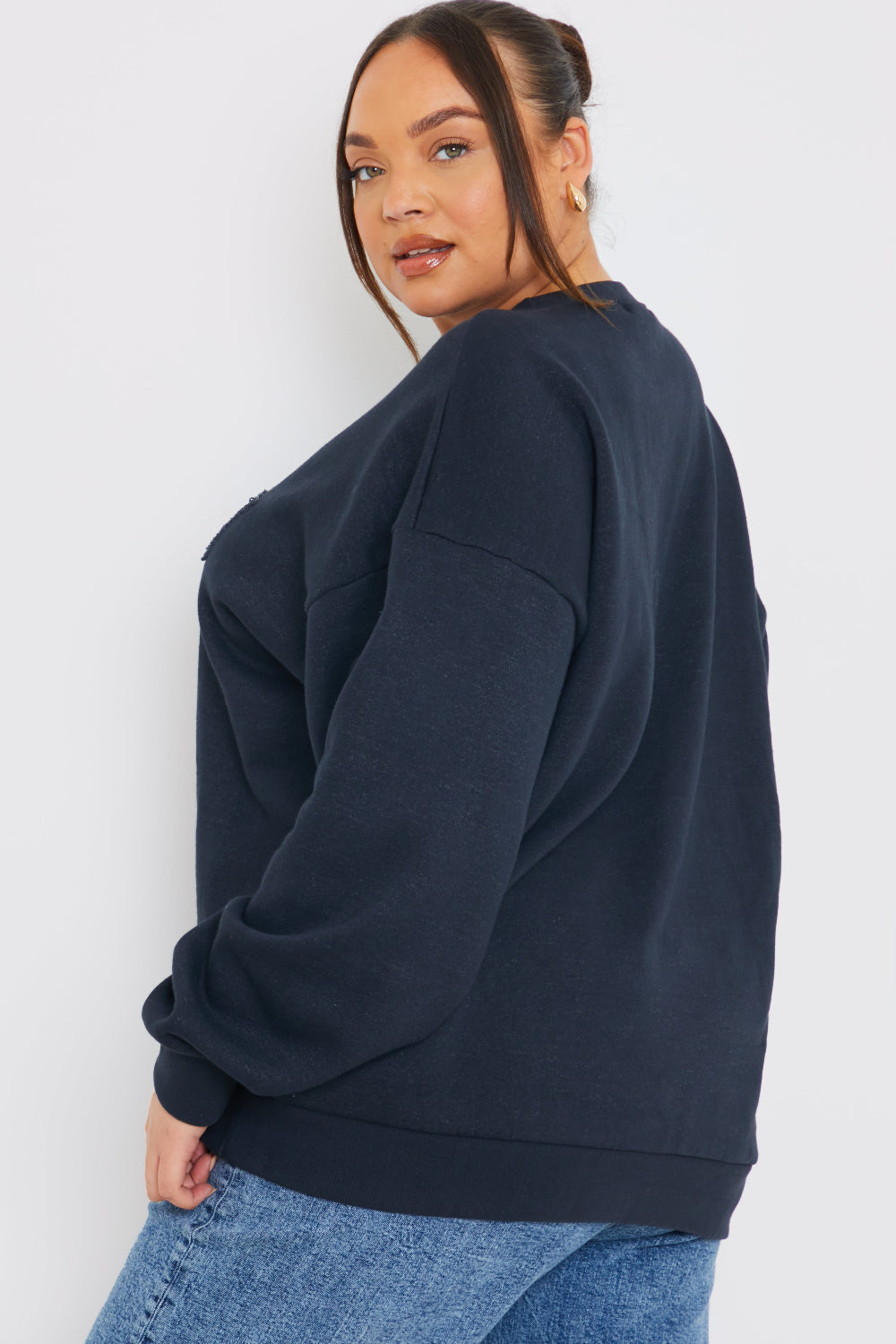 Embroidered Distressed Oversized Sweatshirt