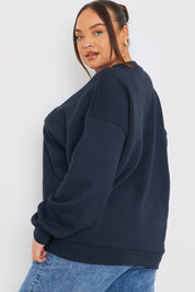 Embroidered Distressed Oversized Sweatshirt