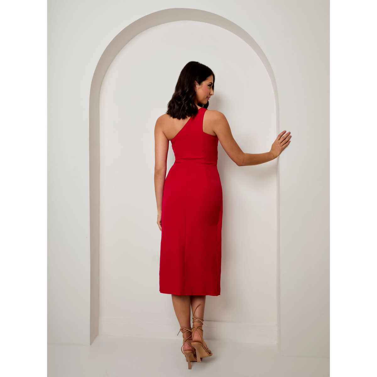 chi chi london dress red Chi Chi London lace sleeve midi dress in red