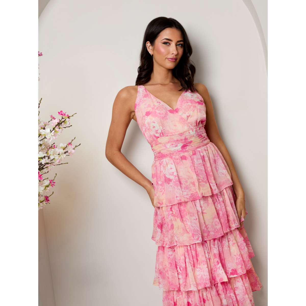 Bodycon Dress Chi Chi Pink Floral Dress Cami Floral Print Ruffle Hem Maxi Dress In Multi Bodycon Dress Chi Chi Pink Floral Dress Cami Floral Print Ruffle Hem Maxi Dress In Multi