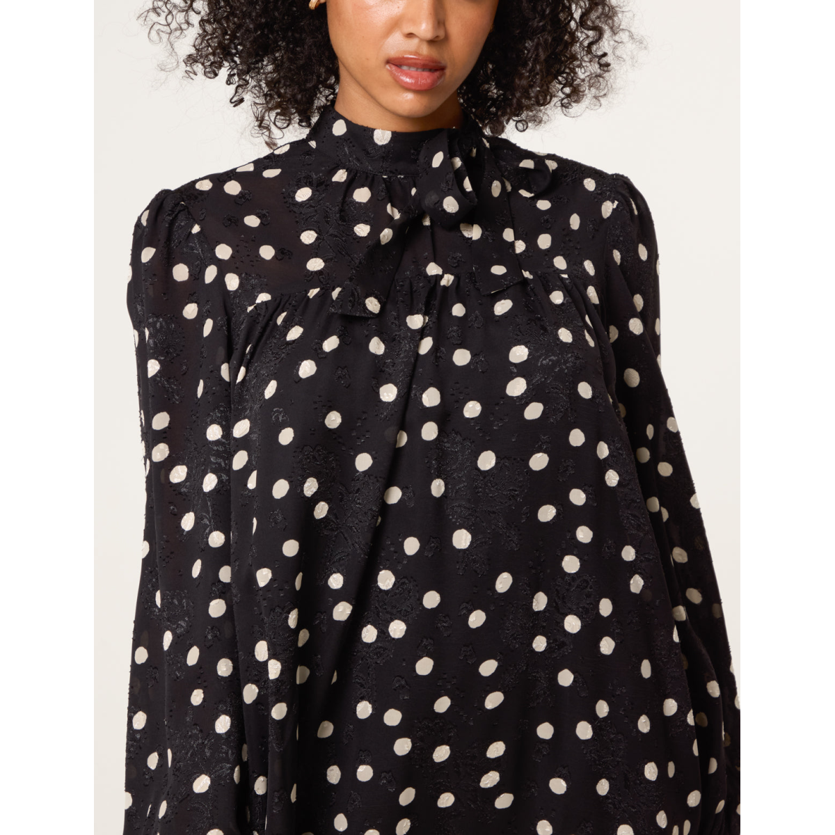 Polka Dot Tie Neck Smock Dress InTheStyle Polka Dot Tie Neck Smock Dress InTheStyle