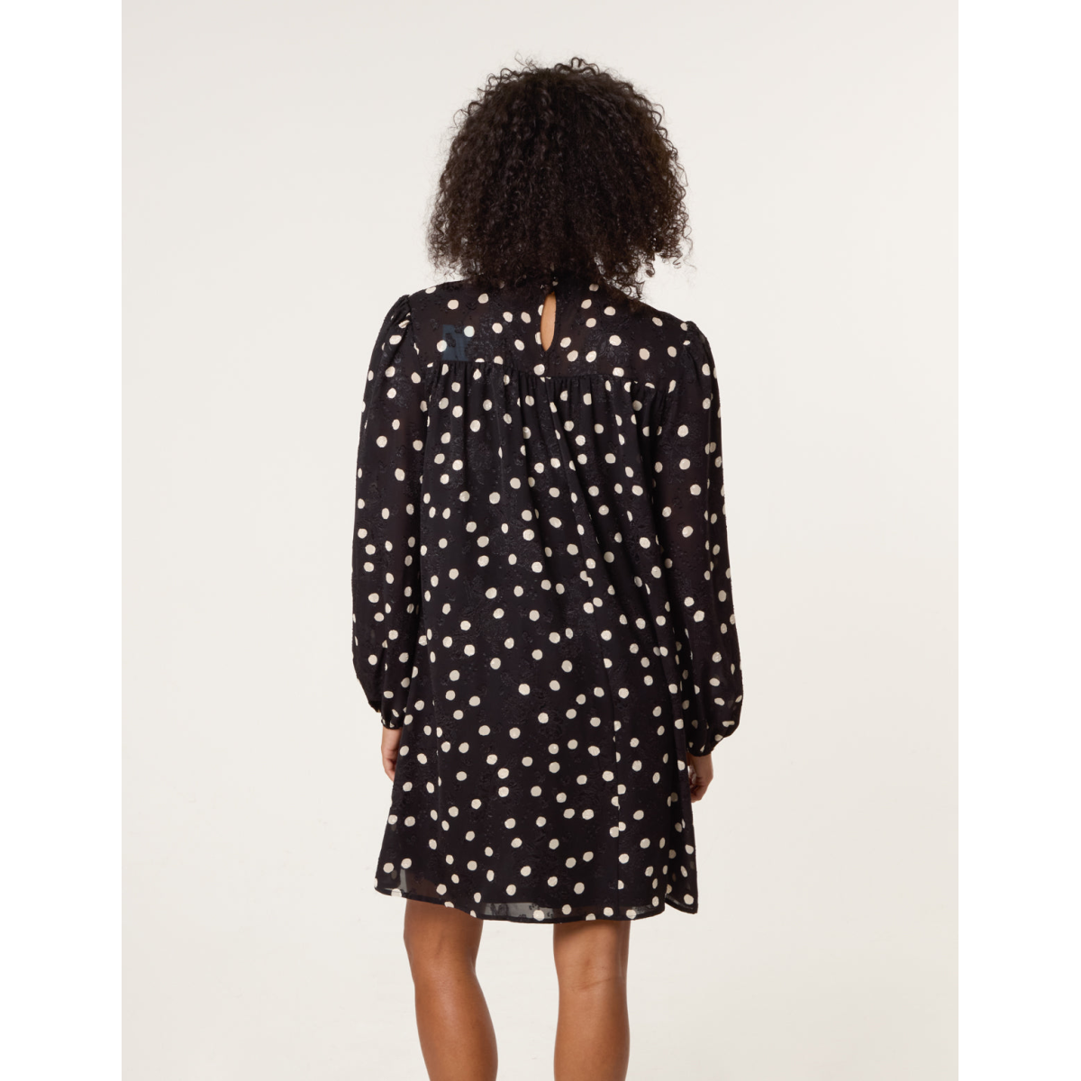 Polka Dot Tie Neck Smock Dress InTheStyle Polka Dot Tie Neck Smock Dress InTheStyle