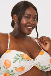 Recycled Orange Print Twist Front Bikini Top