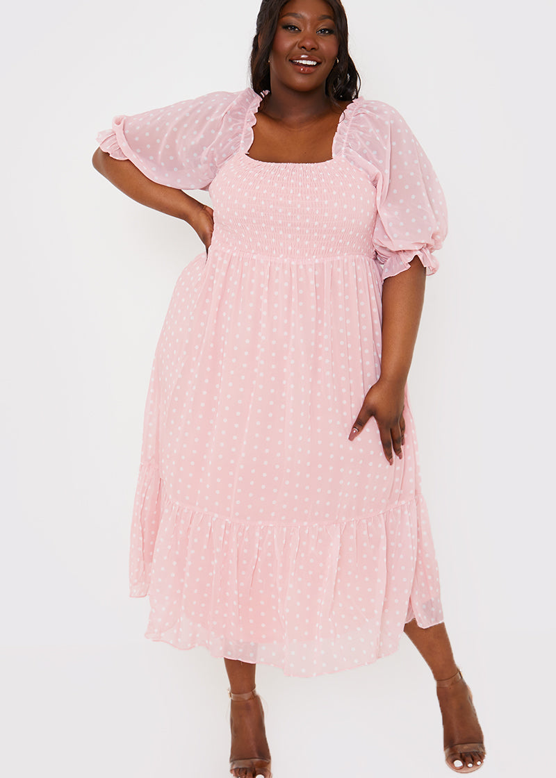 Polka Dot Bow Back Midi Dress