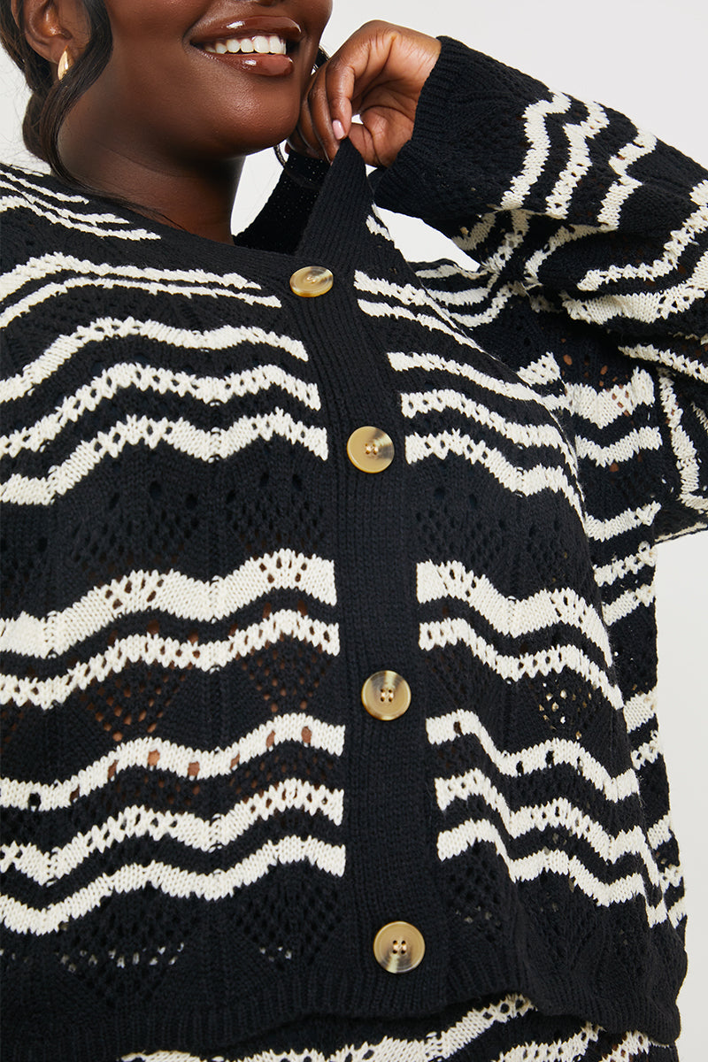 Crochet Striped Chevron Co-Ord Cardigan