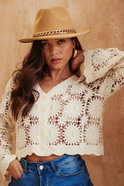 Floral Detail Knit Co-Ord Cardigan