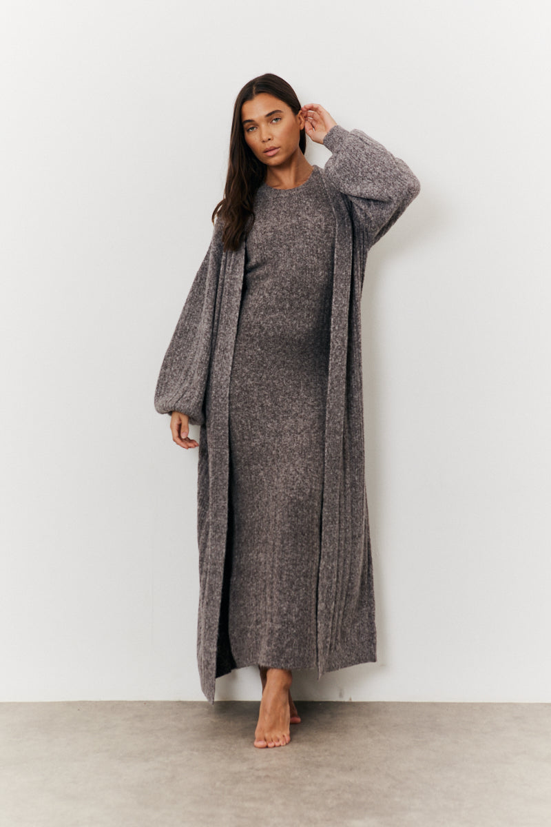 Recycled Wide Rib Longline Knit Co-Ord Cardigan
