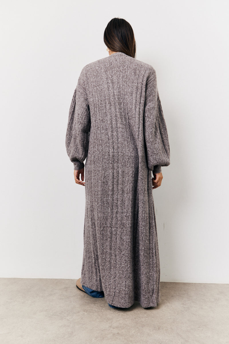 Recycled Wide Rib Longline Knit Co-Ord Cardigan