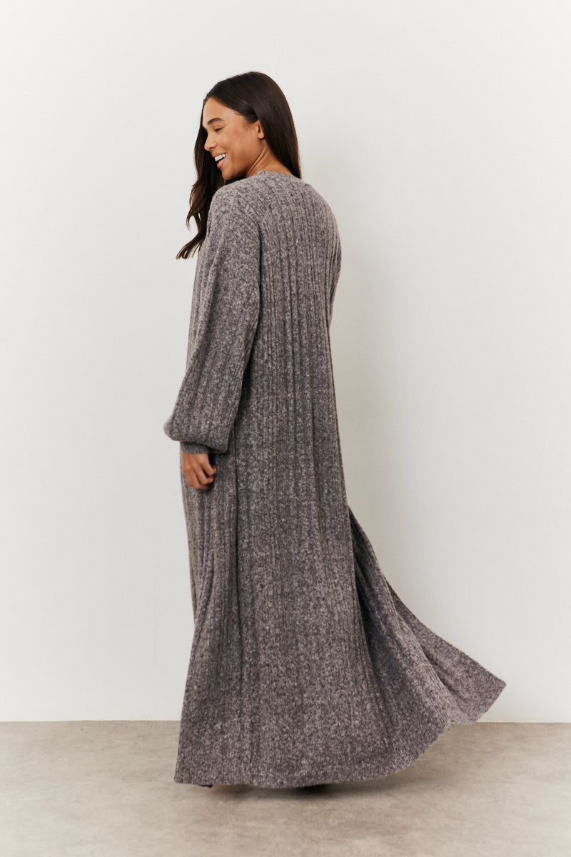Recycled Wide Rib Longline Knit Co-Ord Cardigan