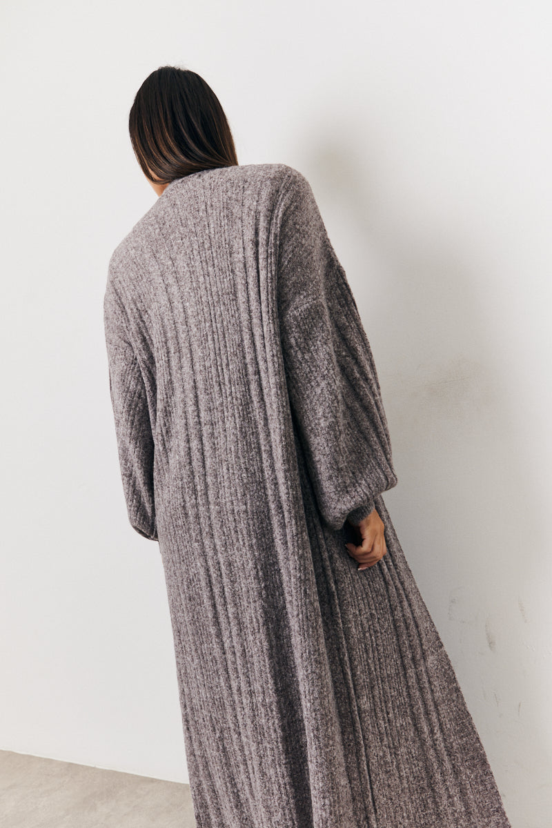 Recycled Wide Rib Longline Knit Co-Ord Cardigan