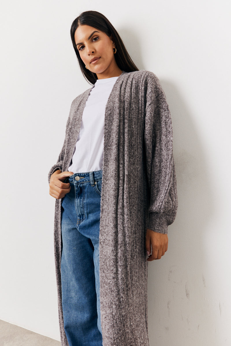 Recycled Wide Rib Longline Knit Co-Ord Cardigan