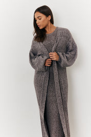 Recycled Wide Rib Longline Knit Co-Ord Cardigan