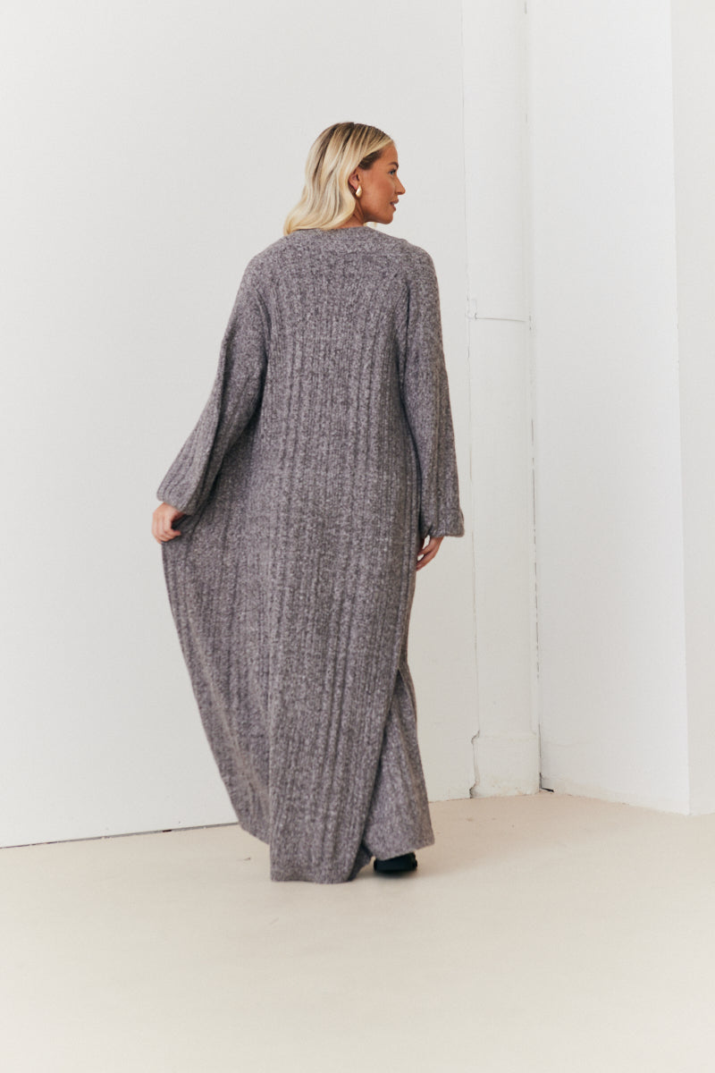 Recycled Wide Rib Longline Knit Co-Ord Cardigan