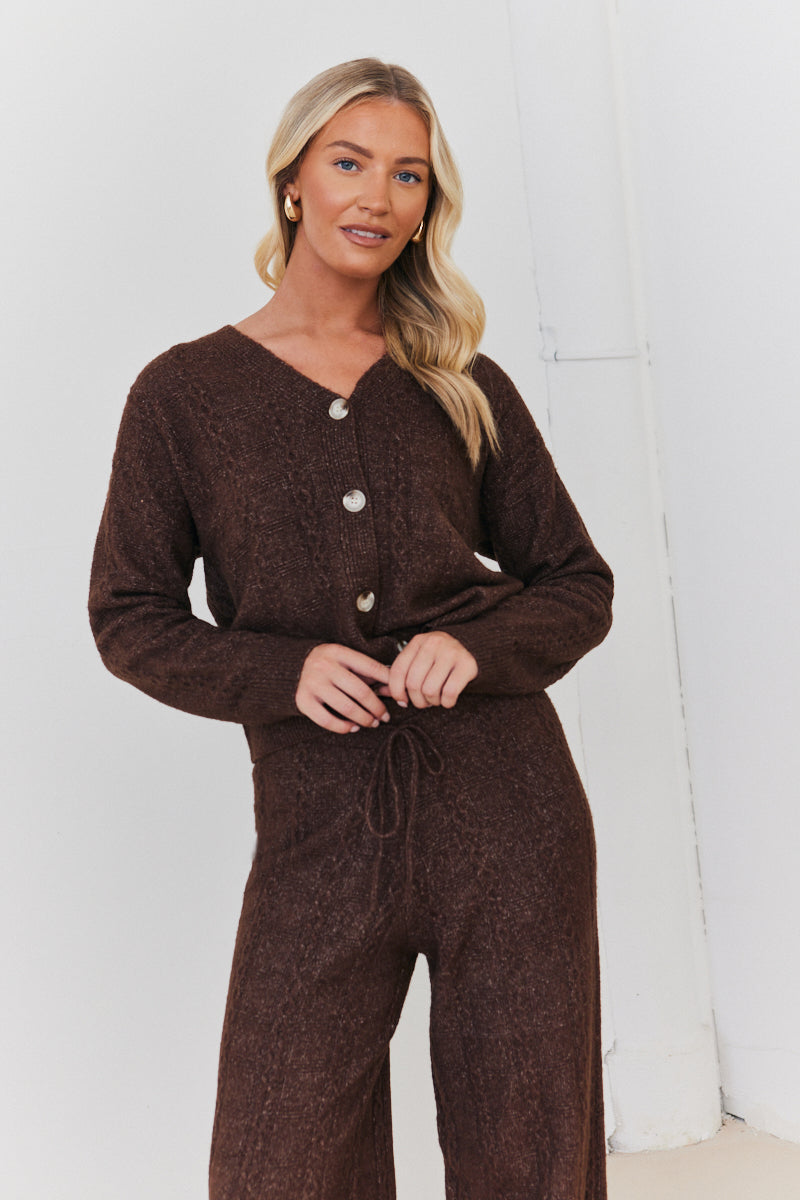 Recycled Cable Knit Button up Co-Ord Cardigan