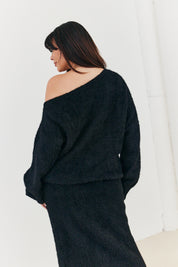 Fluffy Knit Off the Shoulder Co-Ord Jumper