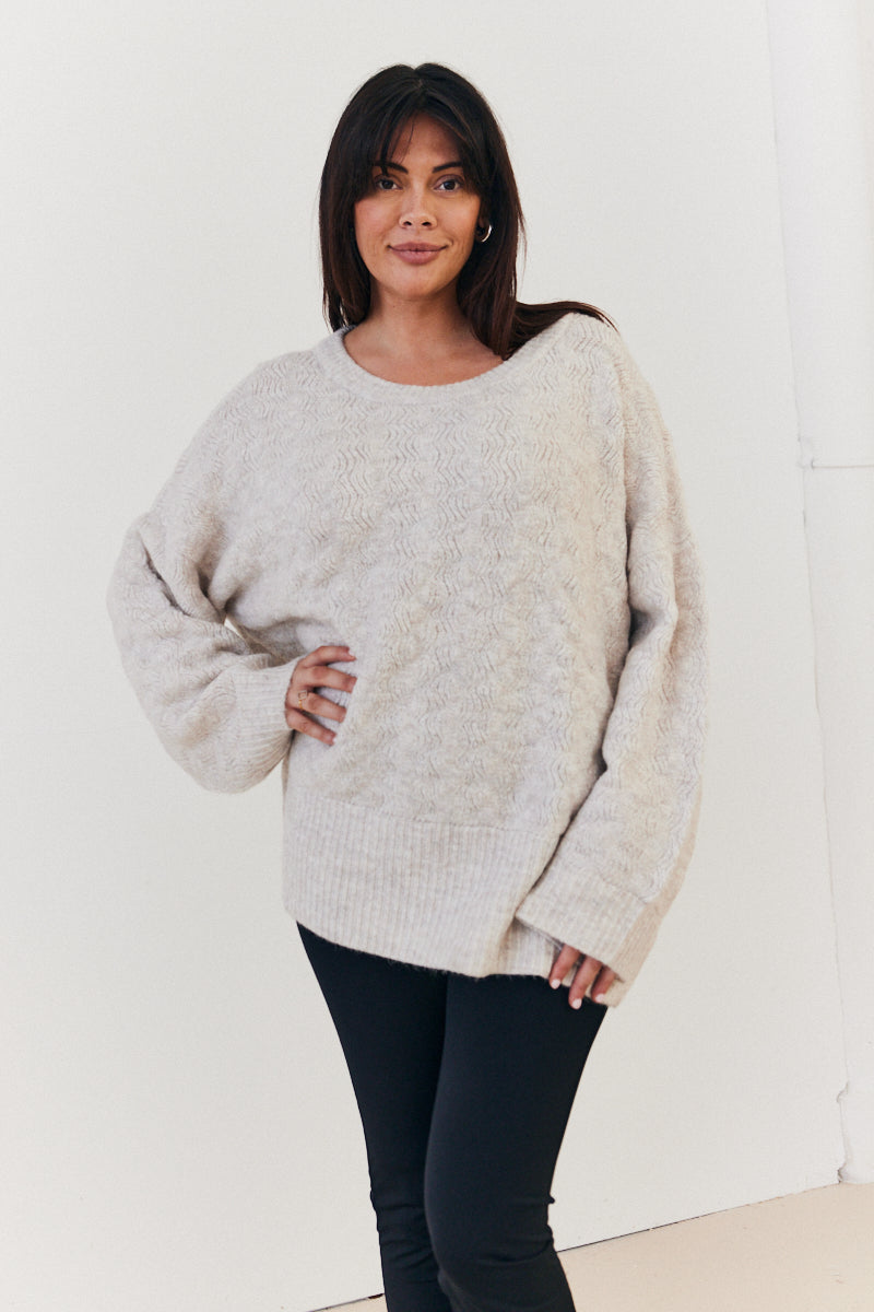 Recycled Interest Yarn Crew Neck Knit Jumper