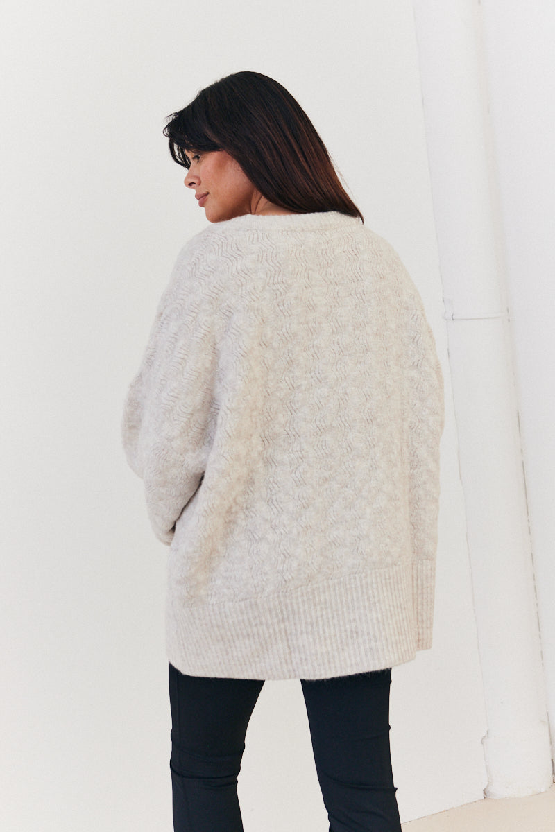Recycled Interest Yarn Crew Neck Knit Jumper
