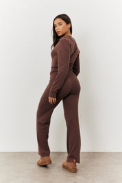 Recycled Collared Knit Jumpsuit with Draw String